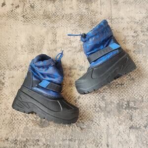 Athletech Boys Size 10 Blue Insulated Winter Snow Boots Kids Mid Calf